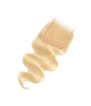 Free Part 4x4 Human Hair Blonde Body Wave Lace Closure