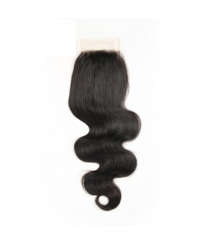 Virgin Human Hair Brazilian Body Wave Lace Closure 4x4 Free Part