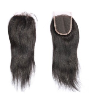 Factory Price Human Hair Brazilian Straight Closure 4x4 Free Part 